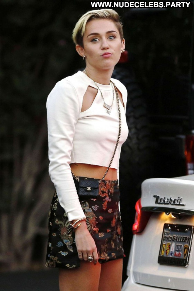 Miley Cyrus Studio City Celebrity Skirt Beautiful Posing Hot