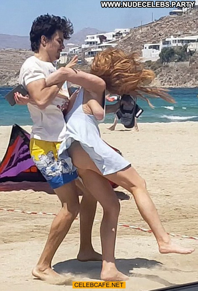 Lindsay Lohan The Beach Celebrity Babe Boob Slip Posing Hot Beach