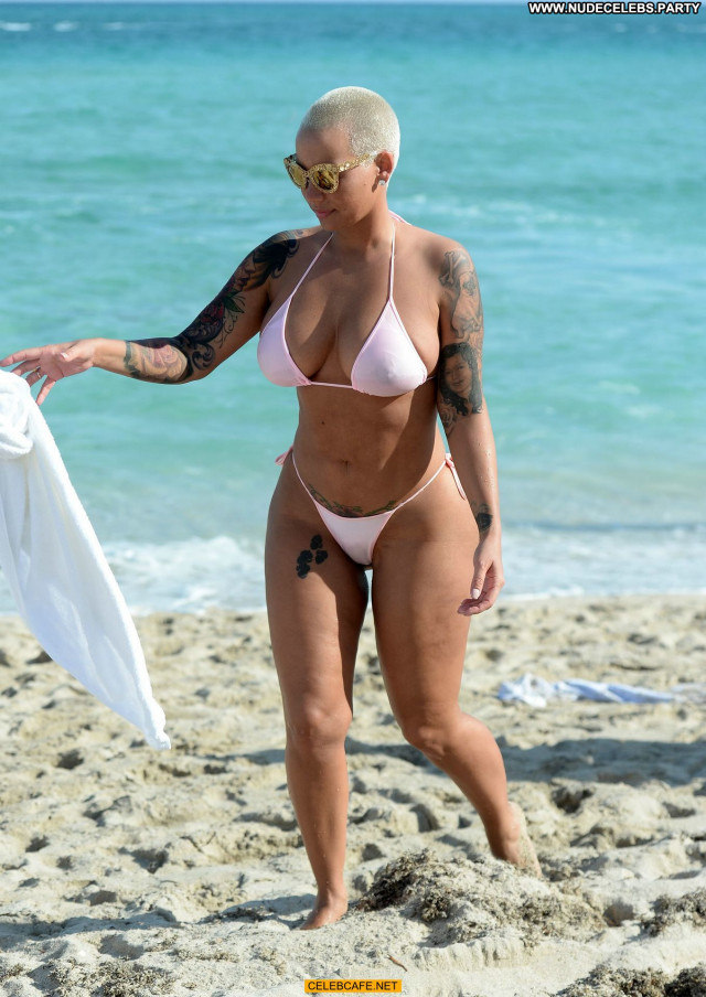 Amber Rose No Source Bikini Beautiful Posing Hot Celebrity Beach Babe