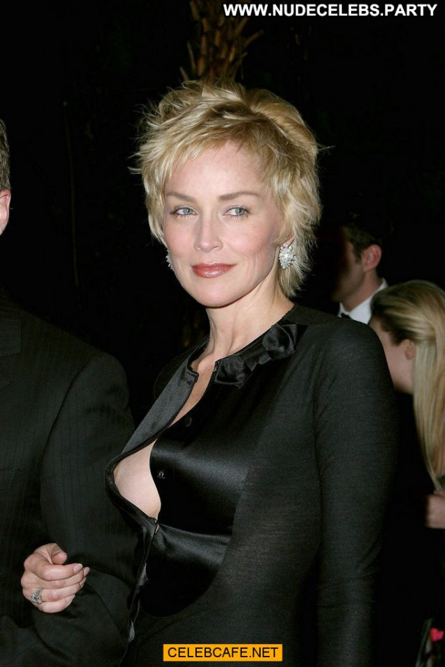 Sharon Stone Paparazzi Shots Celebrity Posing Hot Babe Areola Slip