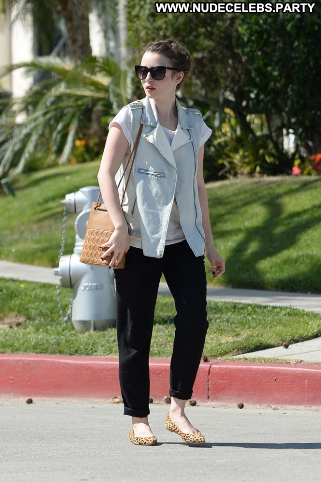 Lily Collins Beverly Hills Beautiful Posing Hot Celebrity Paparazzi