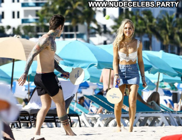 Chiara Ferragni The Beach Babe Beautiful Jeans Skirt Beach Paparazzi